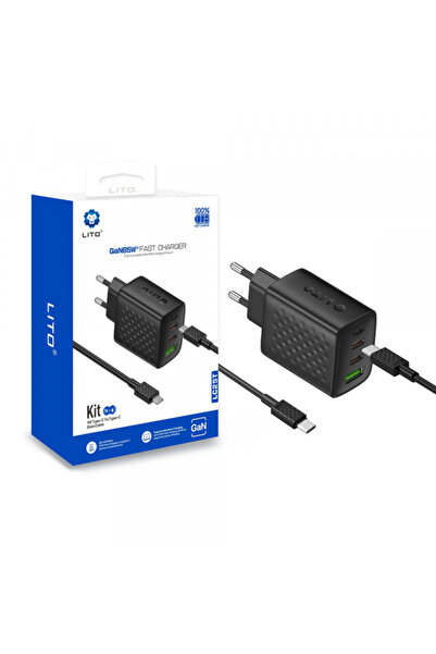 Lito Incarcator Retea Cu Cablu USB-C LC25T, 65W, 3.25A, 1 x USB-A - 2 x USB-C...