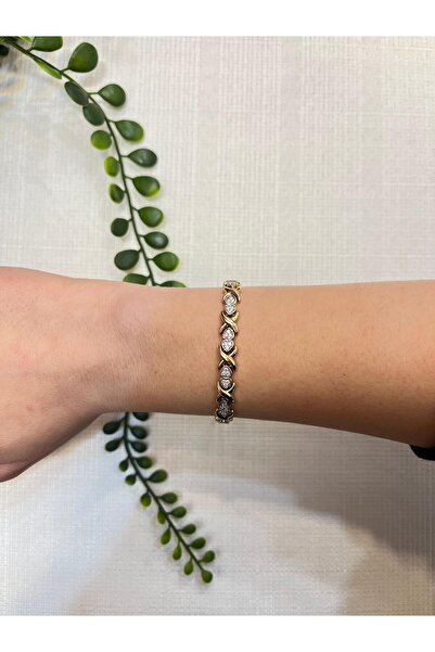 Betüştakıevi Heart and Stone Detail Bracelet -Rose Gold