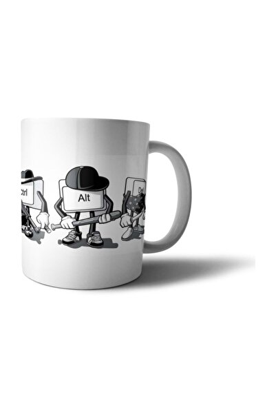 Mio Life كوب بورسلين مطبوع بتصميم أزرار Ctrl Alt Del - Mzh002