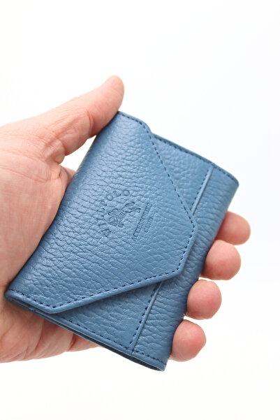 willpolo Genuine Leather Cover 12 Compartment Blue Accordion Card Holder Enve...
