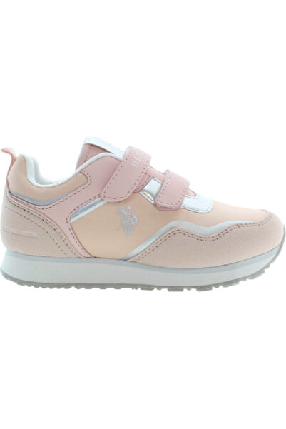 U.S. Polo Assn. Pantofi sport copii U.S. Polo Best roz cu bareta velcro si lo...