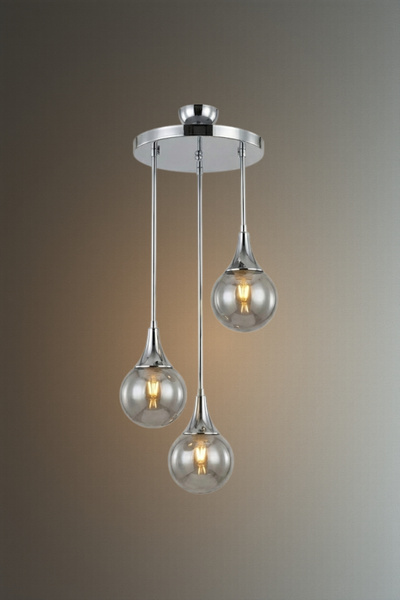 RONİSU AYDINLATMA Auravia Sarkıt 3'lü Camlı Avize - Şık Modern Avize