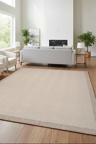 MELARİS HALI Yeni Nesil Çerçeveli Sisal Yumuşak Dokuma Kilim Kaymaz Pamuk Tab...