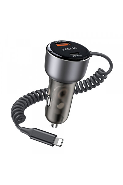 Yesido Car Charger With Lightning Cable Y57, 50W, 3A, 1 x USB-A - 1 x USB-C, ...