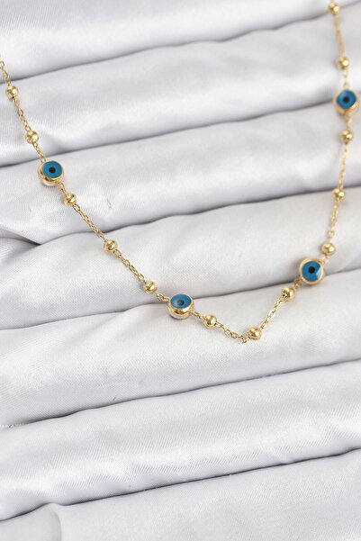 Marsilyan 316L Steel Gold Color Evil Eye and Topuzuk (Turkish Amulet) Model W...