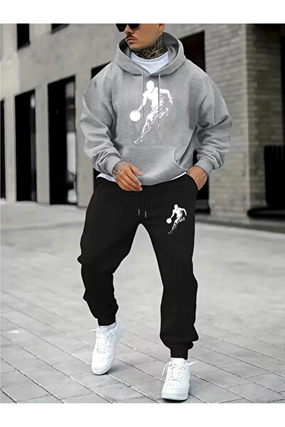 Sweet Cotton Men's winter basketball tracksuit set - top and bottom