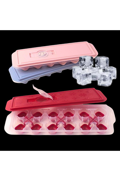 tg tek-iş global 1 Piece of 12-Cavity Non-Stick Silicone-Based Plastic Cube Ice Mold with Lid – Leak-Proof Lid