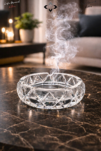 LİGROUND Crystal Domed Glass Ashtray |   Premium Heavy Glass |   Stylish & Mo...