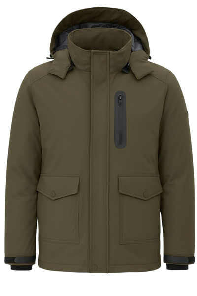 SİVAİST Men's Aqua Green Outdoor Waterproof Hooded Winter Coat – Wind and Rain Resistant