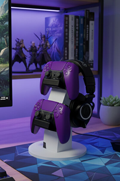 doyonix Ps5 Dualsense Çift Kol ve Kulaklık Standı Tutucu 2'li Oyun Konsolu Ak...