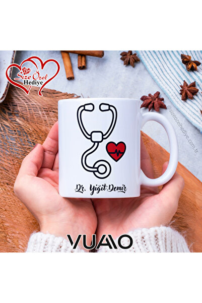 VUAO Doktor Özel İsimli Kupa Bardak Doktor Arkadaşa Eşe Hediye İsim Yazılı Ba...