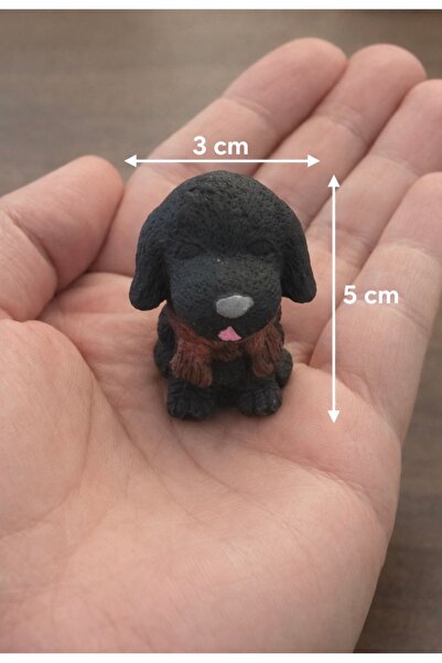 Yerli Mini Siyah Köpek Figürü Teraryum&Sukulent Dekoru