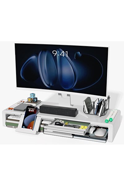 Generic Adjustable Screen Stand with Storage Drawer