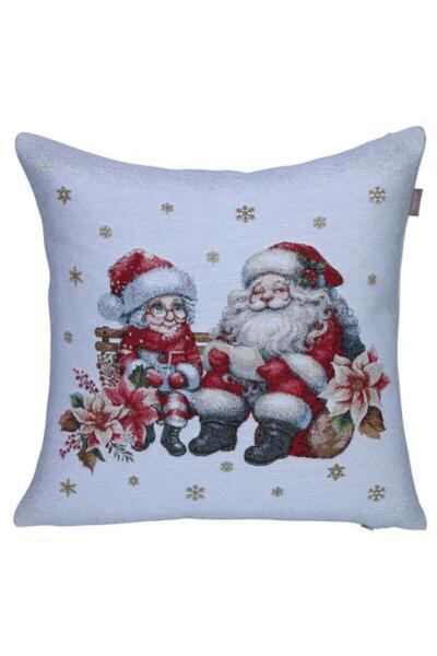 Believe Christmas Mom and Dad Jacquard Woven Tapetry Decorative New Year Silvery 45*45 Cushion