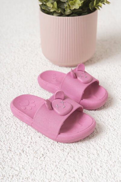 Rexven Kız Çocuk Pembe Kaydırmaz Tabanlı Hayvan Figürlü Günlük Rahat Yazlık E...