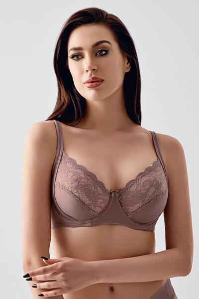 Kompedan Kadın D Kap Dantelli Toparlayıcı Sütyen | Cappuccino | 6000