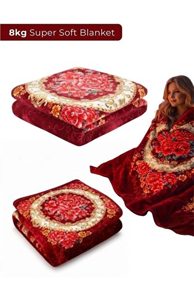 Premium Luxury 8KG Super Soft Burgundy Floral Blanket