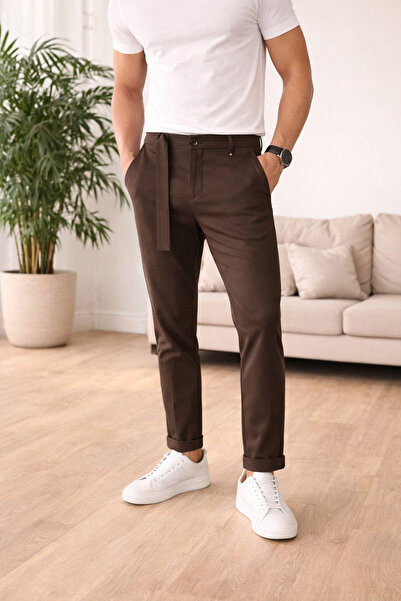BASE STEPS Premium Slim Fit Kemer Detaylı Pantolon