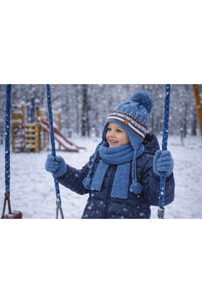 Monkabox 4-8 Years Boy's Scarf Beanie Gloves Set