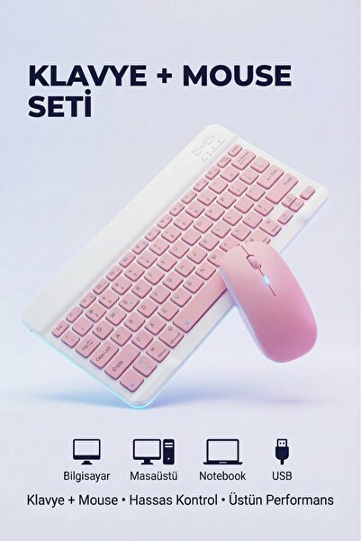 Kensa Tablet Ve Bilgisayar İçin Kablosuz Bluetooth Klavye Ve Dongle’lı Mouse ...