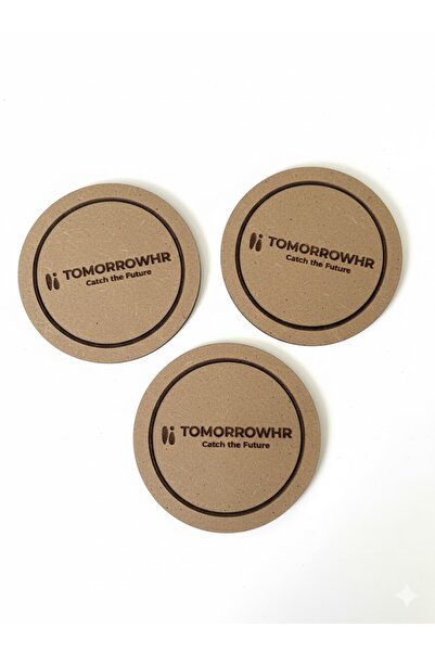 Runc Design Kişiye Özel Logolu Ahşap Bardak Altlığı - Firmaya Özel Baskılı Pr...