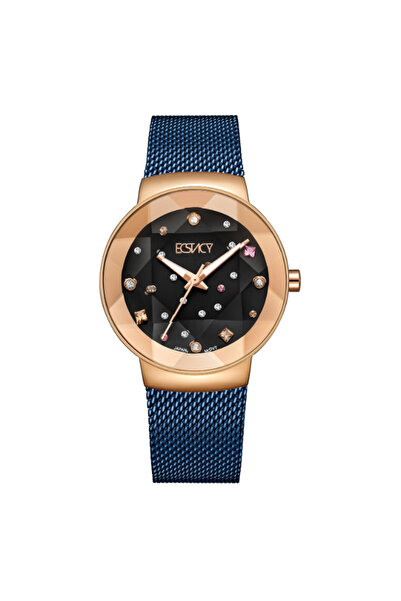 ECSTACY ساعة نسائية تناظرية بمينا أزرق - E23504-KMNN