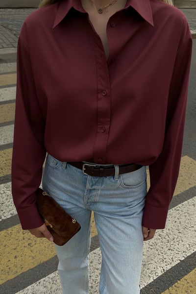 oshebu Women's Straight Cut Poplin Shirt