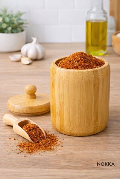 NOKKA وعاء بغطاء من الخيزران، وعاء توابل صغير الحجم 11x8 سم