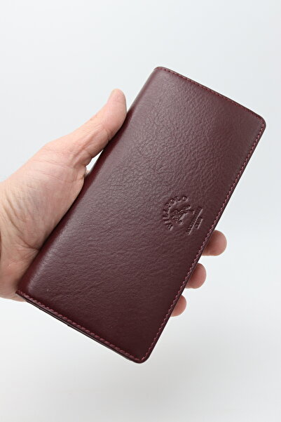 willpolo Genuine Leather Wallet with Phone Compartment, Magnetic Closure Burg...