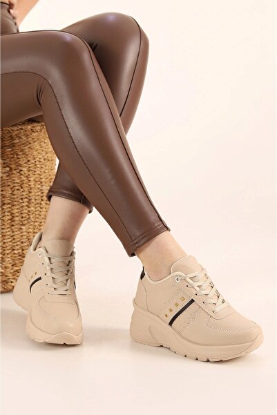 AlbiShoes Women's Lace-Up Platform Heeled Women's Sneakers Women's High Sole Sneaker