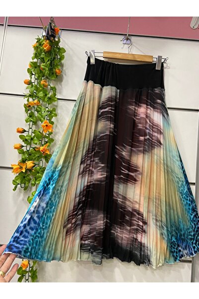 edu collection Fusta din șifon cu model MIDI, căptușită