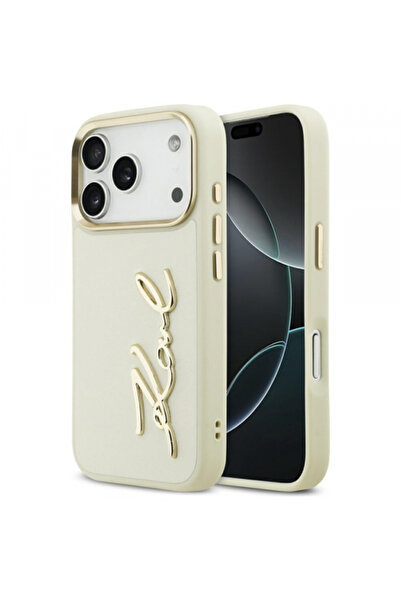 Karl Lagerfeld Case for Apple iPhone 17 Pro, Karl Lagerfeld, Script Logo, Beige