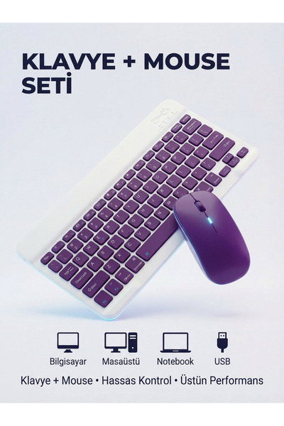 Kensa Tablet Ve Bilgisayar İçin Kablosuz Bluetooth Klavye Ve Dongle’lı Mouse ...