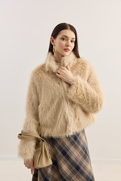 EMNORA Dik Yakalı Premium Kürk Taş