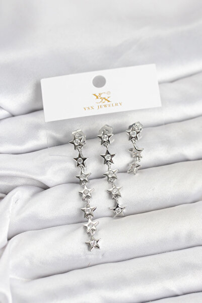 Clariss Brass Silver Color Star Model Ysx Trio Earring Set - Kp-0730