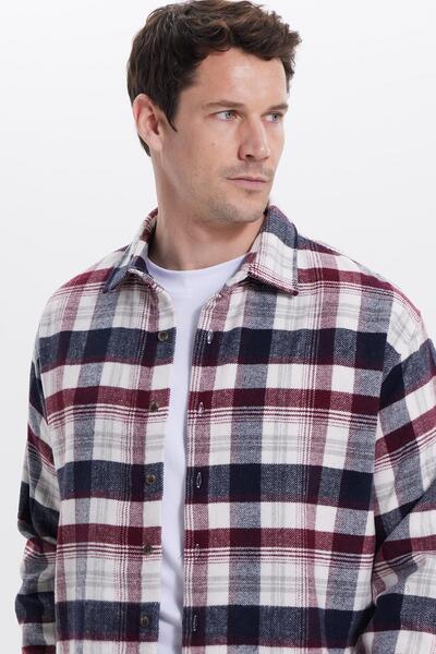 Tudors Cămașă pentru bărbați, confortabilă, cu carouri, iarnă croială