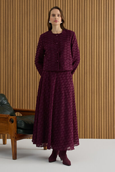 Aker Bordo Püskül Yüzeyli Viscon Kısa Ceket