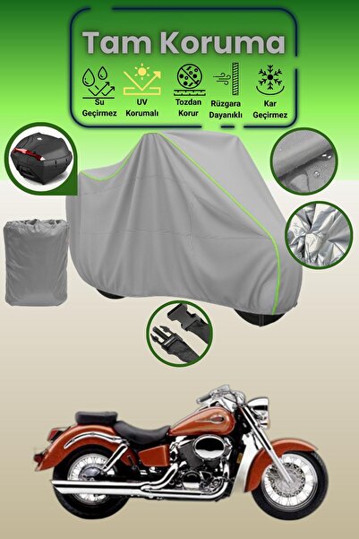 Dokaca Neo حقيبة خلفية رمادية نيون قماش مجدّل متوافقة مع هوندا VT 750 شادو AC...