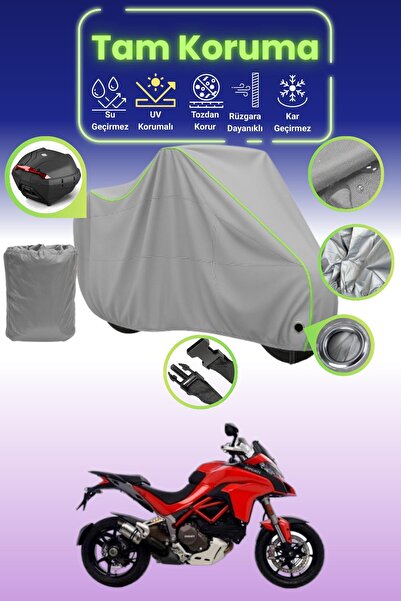 Dokaca Neo حقيبة خلفية رمادية نيون قماش مجدّل متوافقة مع دوكاتي مولتيسترادا 1...