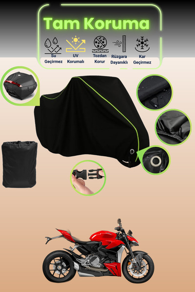 Dokaca Neo حقيبة خلفية وقفل أسود نيون قماش مجدّل متوافقة مع دراجة نارية دوكات...