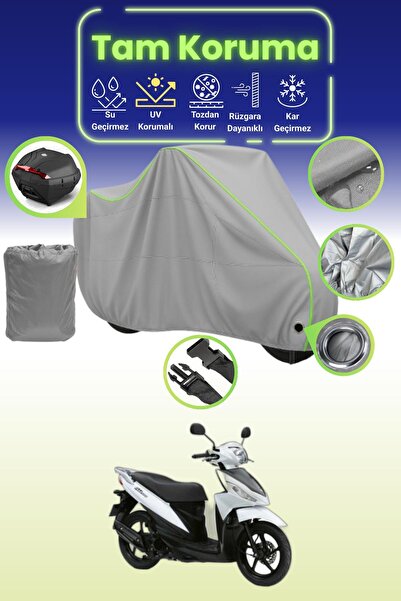 Dokaca Neo غطاء دراجة نارية رمادي نيون قماش مجدّل متوافق مع سوزوكي أدريس، غطا...