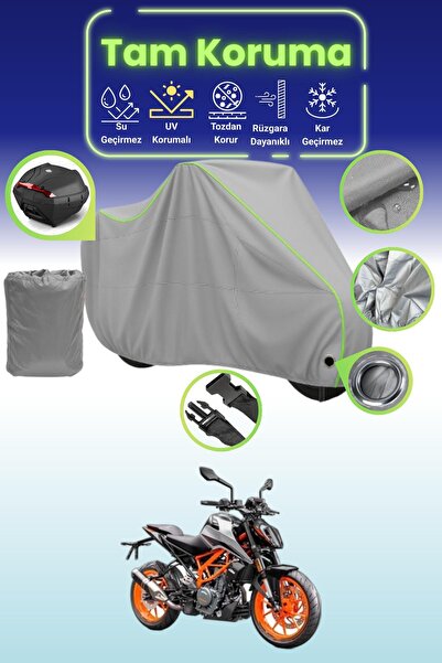 Dokaca Neo غطاء دراجة نارية رمادي نيون قماش مجدّل متوافق مع KTM 390 Duke، غطا...