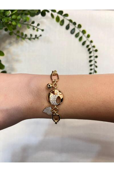 Betüştakıevi Charm Bracelet with Moon, Star and Heart Figures - Rose Gold