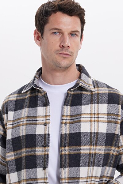 Tudors Erkek Relax Fit Rahat Kesim Kışlık Kareli Oduncu Gömlek