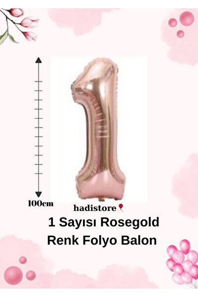 hadistore Rosegold 100cm 1 Sayı Balon – Folyo Helyum Uyumlu Doğum Günü - Özel...