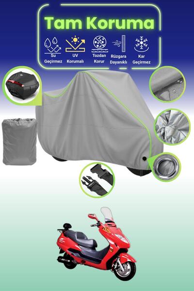 Dokaca Neo غطاء دراجة نارية رمادي نيون قماش مجدّل متوافق مع قفل وحقيبة خلفية ...