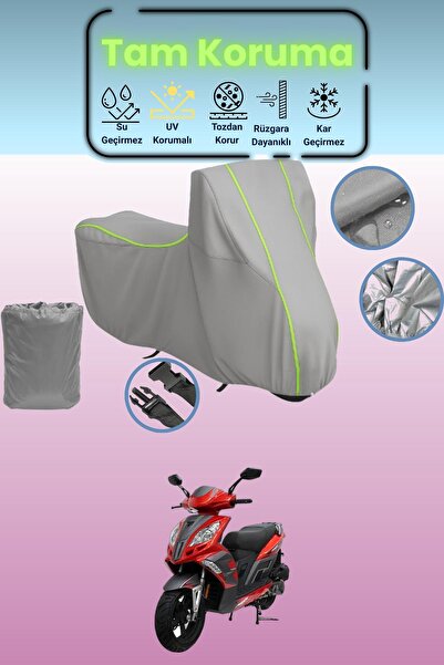 Dokaca Neo غطاء دراجة نارية رمادي نيون قماش مجدّل مونديال 150 ماش متوافق، غطا...