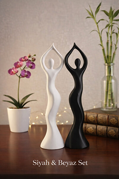 BOTE CONCEPT Siyah Beyaz Dekoratif Biblo Seti – Modern Minimal Salon Ofis Raf...