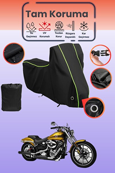 Dokaca Neo غطاء دراجة نارية أسود نيون قماش مجدّل متوافق مع هارلي ديفيدسون سوف...