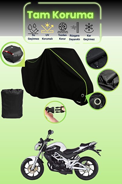 Dokaca Neo قماش دراجة نارية متوافق مع قفل وحقيبة خلفية باللون الأسود النيون ق...